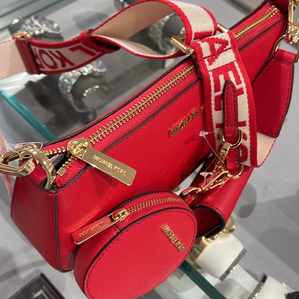 MICHAEL KORS JET SET TRAVEL SMALL SHOULDER CROSSBODY WITH TECH ATTCH AIRPOD  MK - Picture 3 of 16